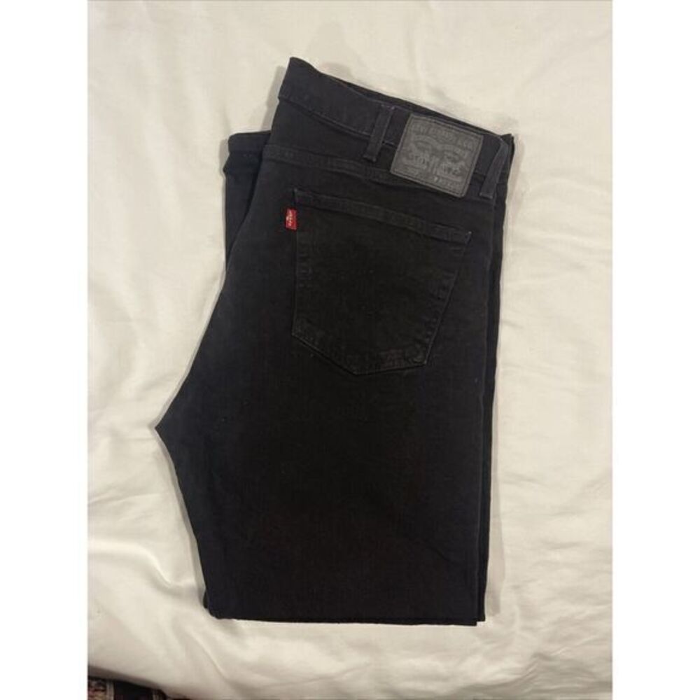 Levis Jeans Men 40x30 Black Denim Cotton 505 Regular Straight Mid Zip Dark Adult